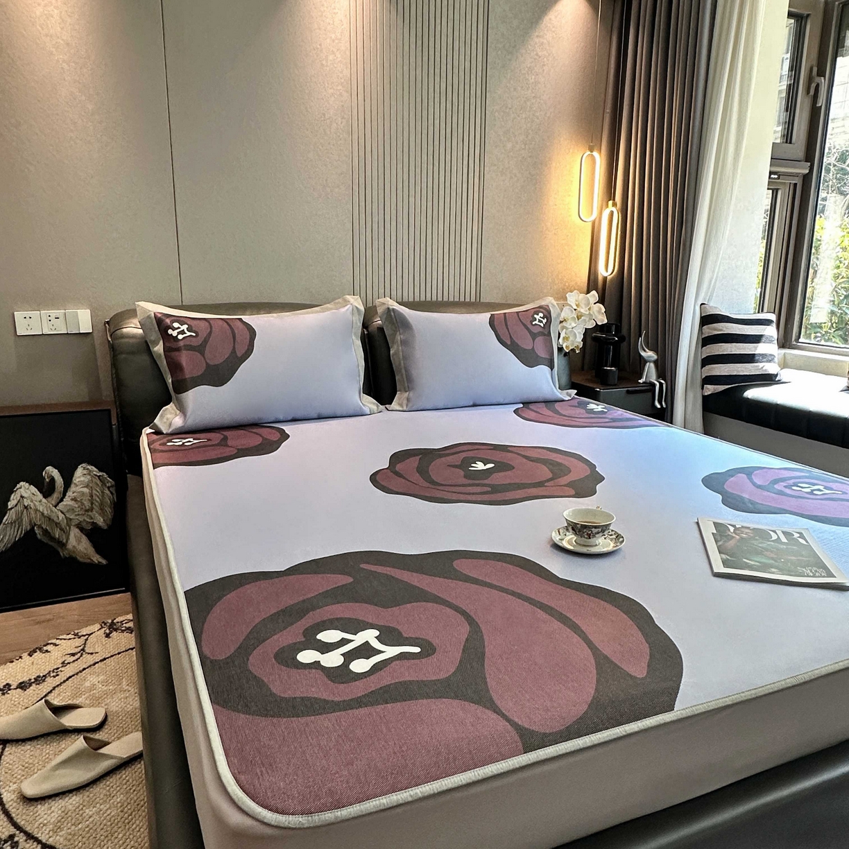 91家纺网 家纺一手货源 找家纺 （总）JUICY 橘滋家纺 2025新款夏日高端轻奢简约数码卡通冰丝席高级凉席床笠