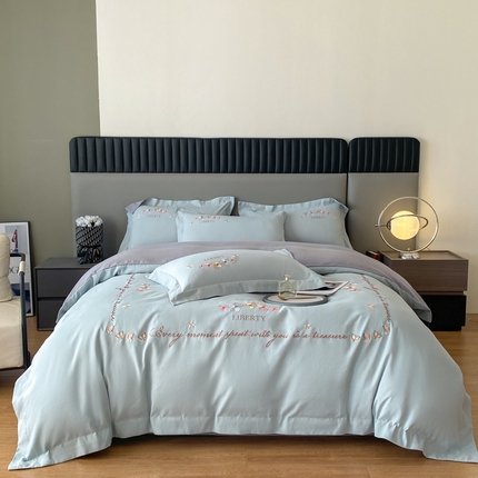 91家纺网 家纺一手货源 找家纺 （总）青柚 2025新款青柚绮梦磨毛刺绣四件套