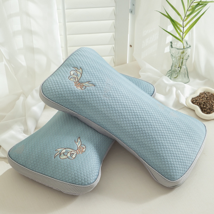 91家纺网 家纺一手货源 找家纺 织布人 2025新款荞麦枕夏季凉感豆豆枕茶叶枕夏凉荞麦枕学生成人家用硬枕 夏凉豆豆颈椎反弓款-反弓蝴蝶蓝茶香枕