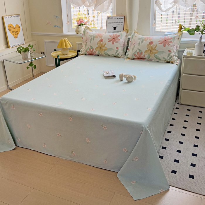 91家纺网 家纺一手货源 找家纺 依庭 2025新款全棉印花花卉款四件套单品系列-单床单 云裳花谷