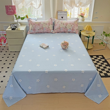 91家纺网 家纺一手货源 找家纺 （总）依庭 2025新款全棉印花花卉款四件套单品系列-单床单