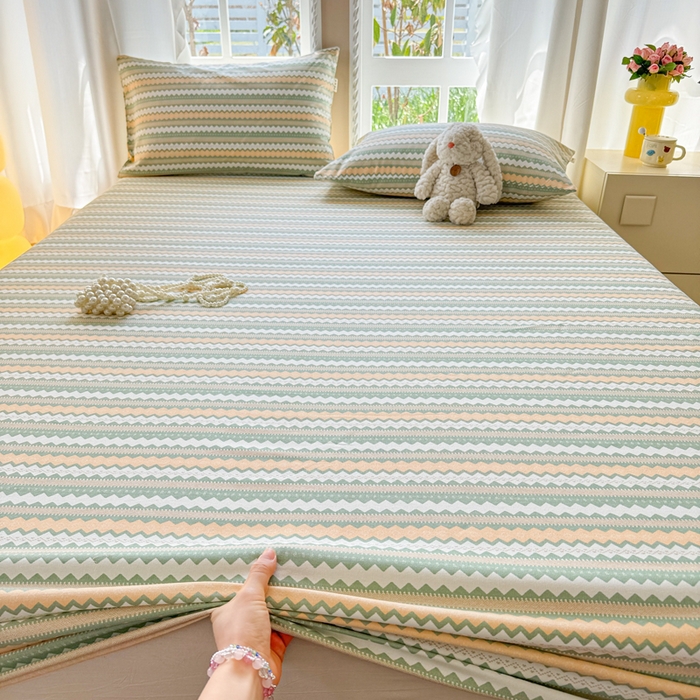 91家纺网 家纺一手货源 找家纺 2025新款老粗布三件套-床笠款 拿坡里