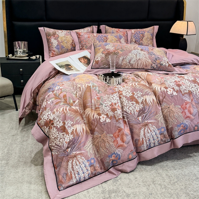 91家纺网 家纺一手货源 找家纺 宏羽纺家纺 2025年高支高密大版数码印花春夏新品 秘境-香芋