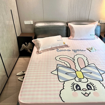 JUICY 橘滋家纺 2025新款夏日高端轻奢数码冰丝奢简高级凉席床笠 蝴蝶结兔兔