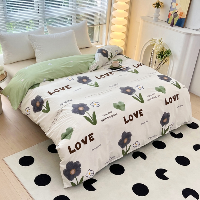 91家纺网 家纺一手货源 找家纺 依庭 2025新款全棉印花花卉款四件套单品系列-单被套 绿芙