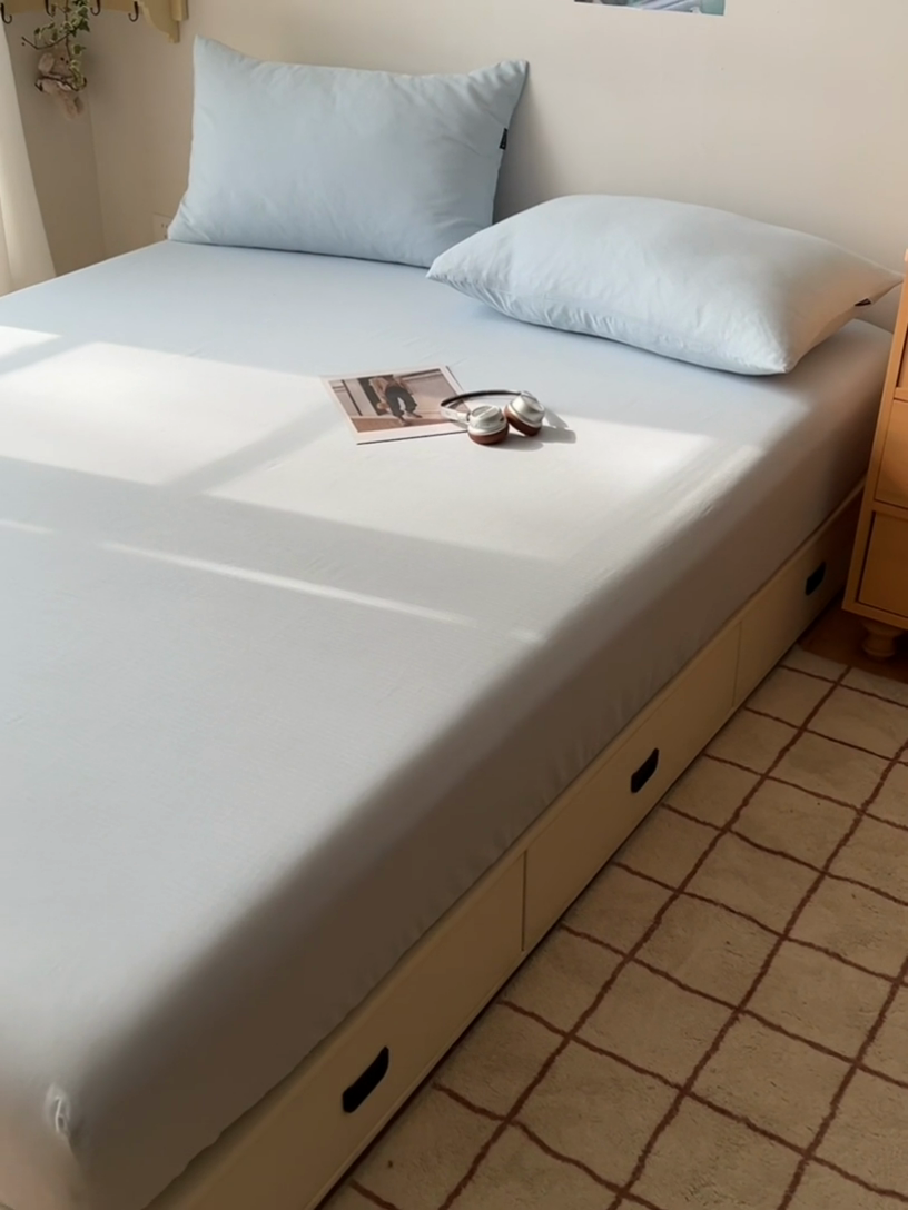 91家纺网 家纺一手货源 找家纺 蜜宿 2025新款A类全棉人字纹床笠（加高） 床笠：樱兰