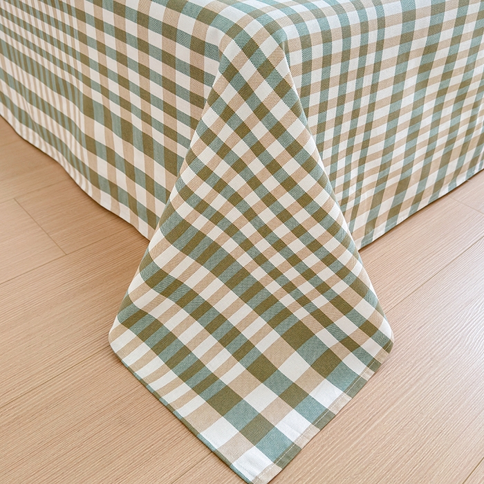 91家纺网 家纺一手货源 找家纺 吉象家纺 2025新款老粗布三件套-床单款 绿格