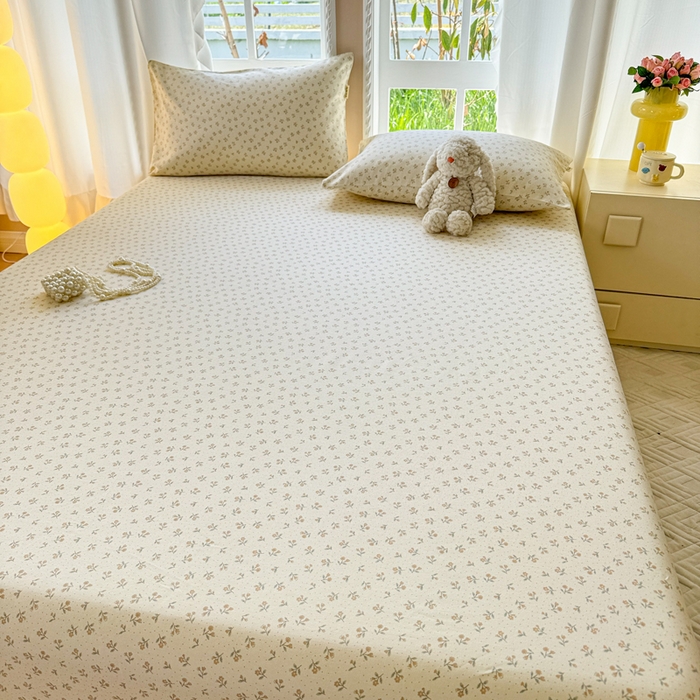 91家纺网 家纺一手货源 找家纺 2025新款老粗布三件套-床笠款 星语