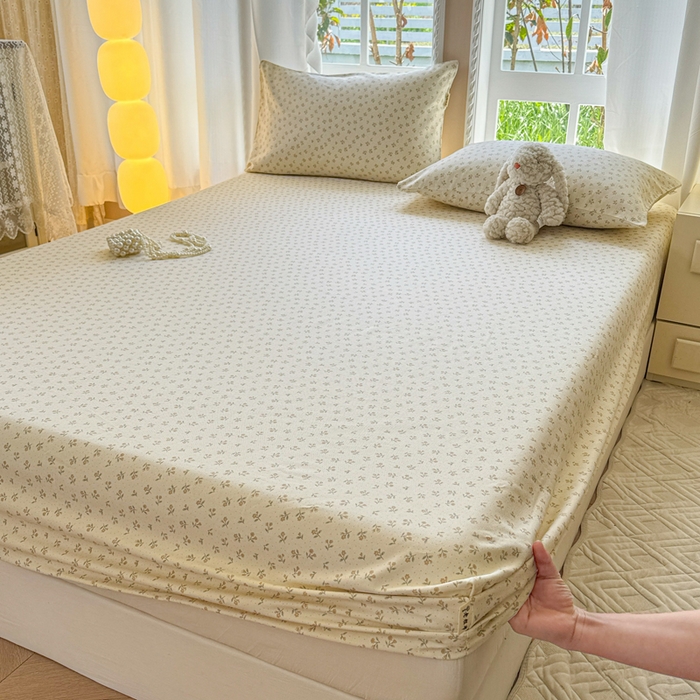 91家纺网 家纺一手货源 找家纺 2025新款老粗布三件套-床笠款 星语