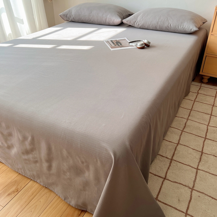 91家纺网 家纺一手货源 找家纺 蜜宿 2025新款A类全棉人字纹床单 床单：浅灰