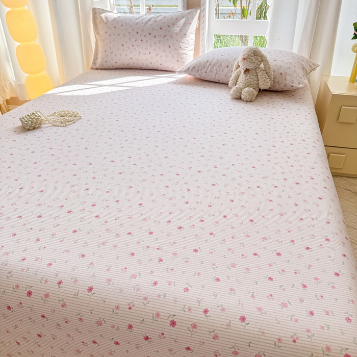 91家纺网 家纺一手货源 找家纺 吉象家纺 2025新款老粗布三件套-床单款 花遇