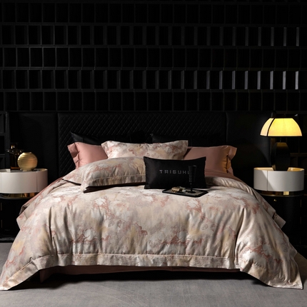 2025新款全棉色织大提花系列双拼系列四件套 西西里