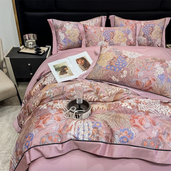 91家纺网 家纺一手货源 找家纺 宏羽纺家纺 2025年高支高密大版数码印花春夏新品 秘境-香芋