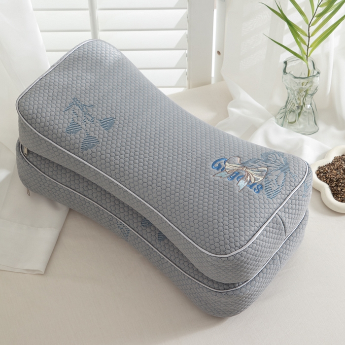 91家纺网 家纺一手货源 找家纺 织布人 2025新款荞麦枕夏季凉感豆豆枕茶叶枕夏凉荞麦枕学生成人家用硬枕 夏凉豆豆护颈椎款-立体蝴蝶灰荞麦枕