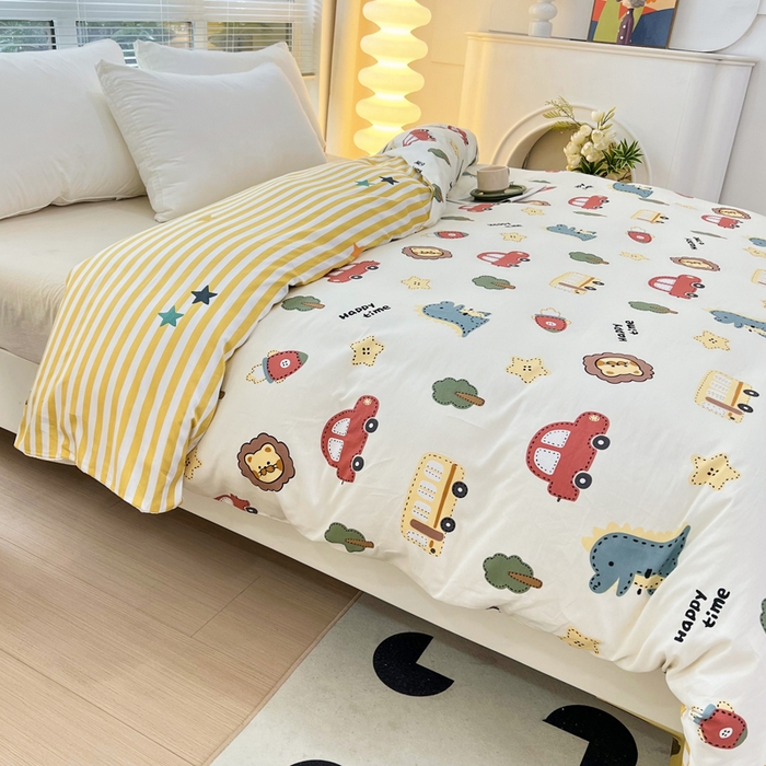 91家纺网 家纺一手货源 找家纺 依庭 2025新款全棉印花花卉款四件套单品系列-单被套 恐龙游记