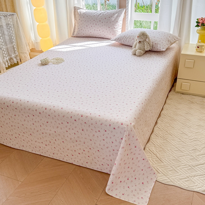 91家纺网 家纺一手货源 找家纺 吉象家纺 2025新款老粗布三件套-床单款 花遇