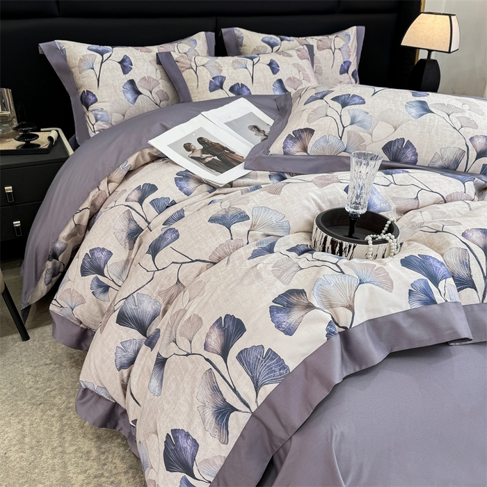 91家纺网 家纺一手货源 找家纺 宏羽纺家纺 2025年高支高密大版数码印花春夏新品 叶意浓