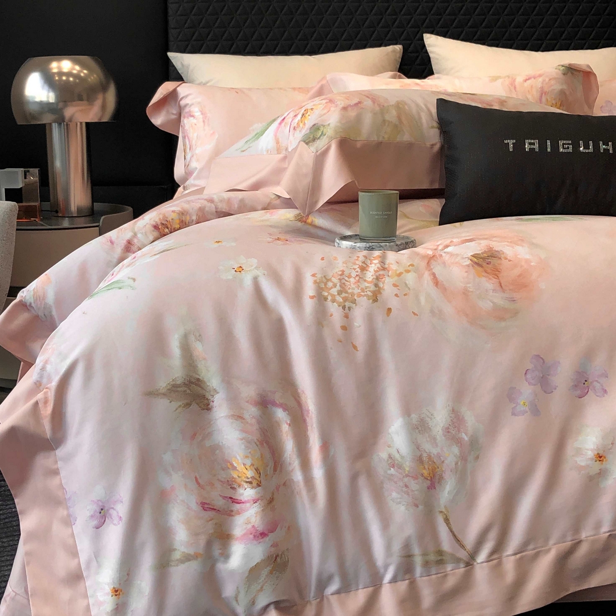 91家纺网 家纺一手货源 找家纺 2025年高支高密长绒棉专版活性数码印花系列四件套【券后控价——券后不低于378】 莉安娜-粉