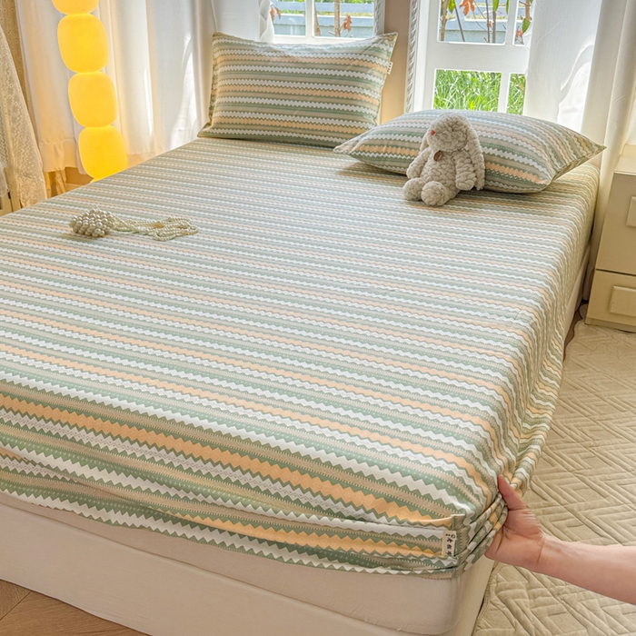 91家纺网 家纺一手货源 找家纺 2025新款老粗布三件套-床笠款 拿坡里