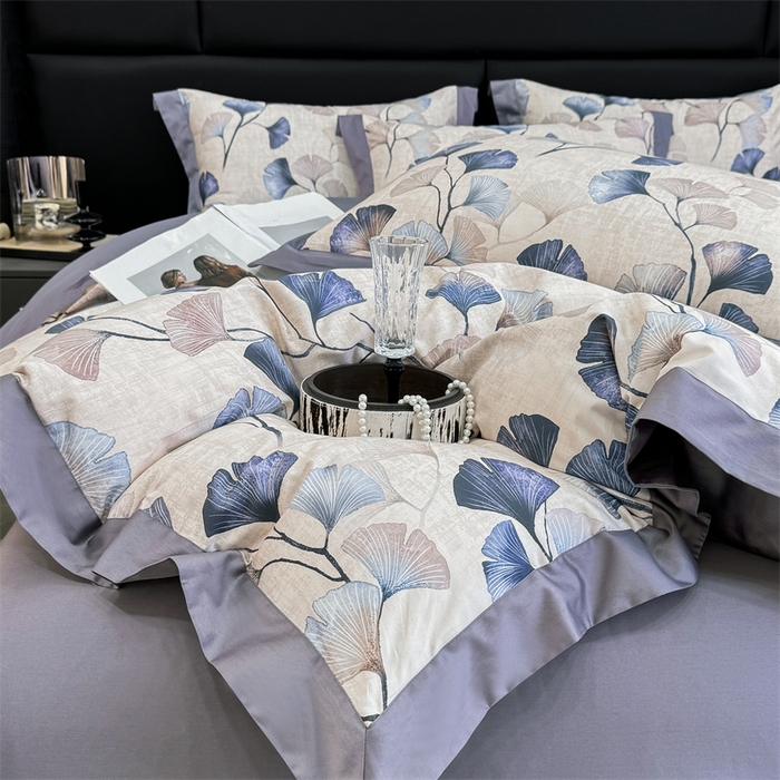 91家纺网 家纺一手货源 找家纺 宏羽纺家纺 2025年高支高密大版数码印花春夏新品 叶意浓