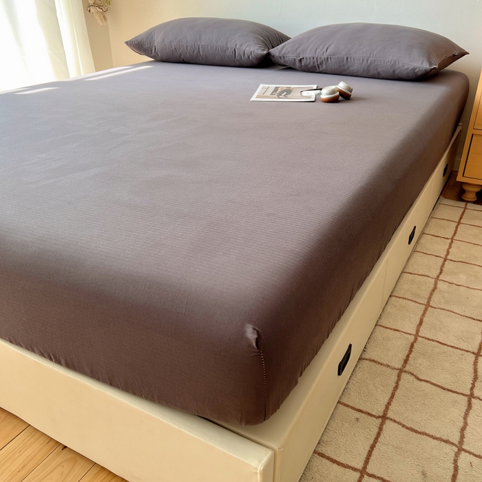 91家纺网 家纺一手货源 找家纺 蜜宿 2025新款A类全棉人字纹床笠（加高） 床笠：炭灰