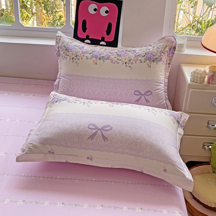 91家纺网 家纺一手货源 找家纺 （总）依庭 2025新款全棉印花花卉款四件套单品系列-单枕套