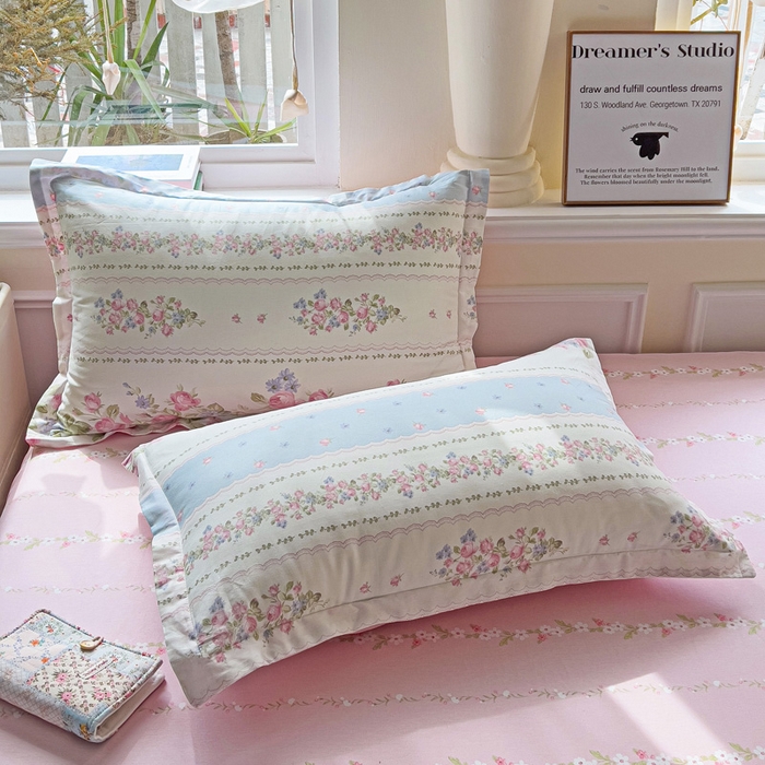 91家纺网 家纺一手货源 找家纺 依庭 2025新款全棉印花花卉款四件套单品系列-单枕套 云听若舞