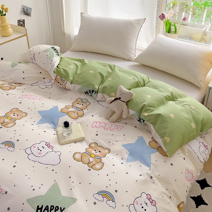 91家纺网 家纺一手货源 找家纺 依庭 2025新款全棉印花花卉款四件套单品系列-单被套 幸运星