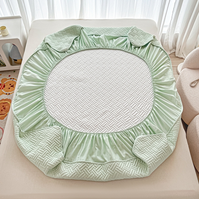 91家纺网 家纺一手货源 找家纺 （总）欧邦 2025新款四季款纯色水洗棉夹棉床笠床垫保护罩-场景二