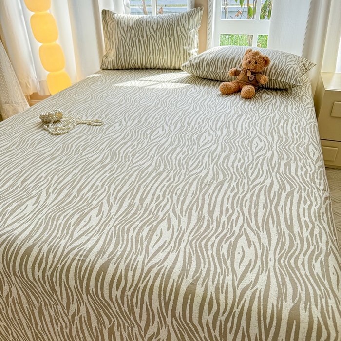 91家纺网 家纺一手货源 找家纺 吉象家纺 2025新款老粗布三件套-床单款 斑马纹