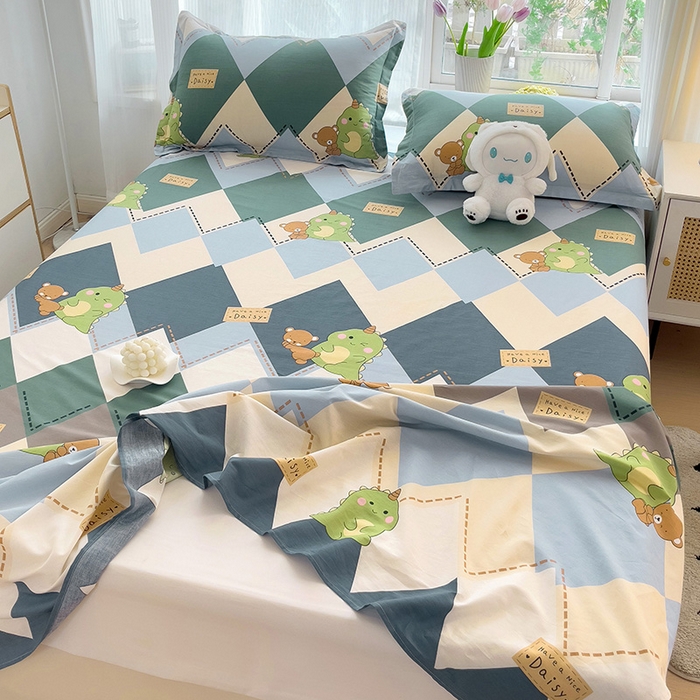 91家纺网 家纺一手货源 找家纺 依庭 2025新款全棉印花花卉款四件套单品系列-单床单 淘淘龙-A版