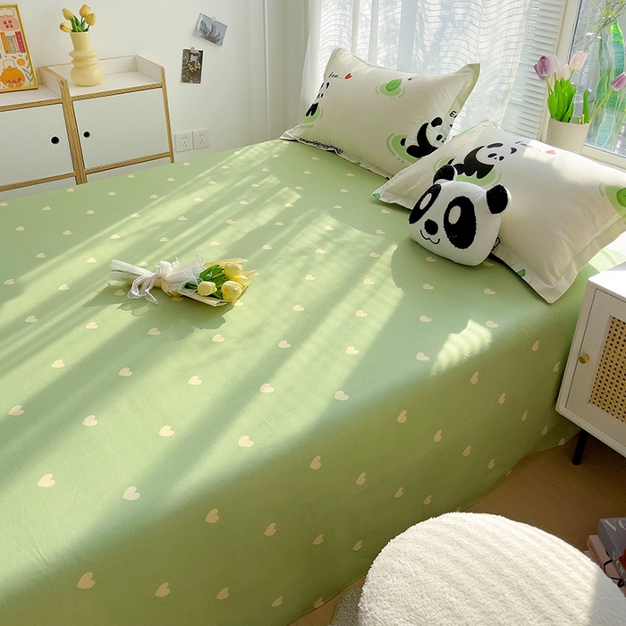 91家纺网 家纺一手货源 找家纺 依庭 2025新款全棉印花花卉款四件套单品系列-单床单 熊猫乐园