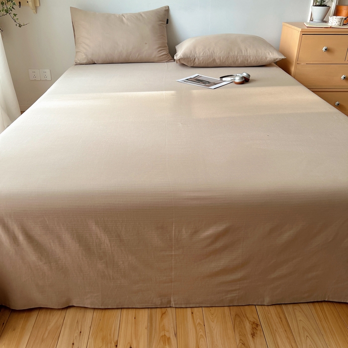 91家纺网 家纺一手货源 找家纺 蜜宿 2025新款A类全棉人字纹床单 床单：奶咖