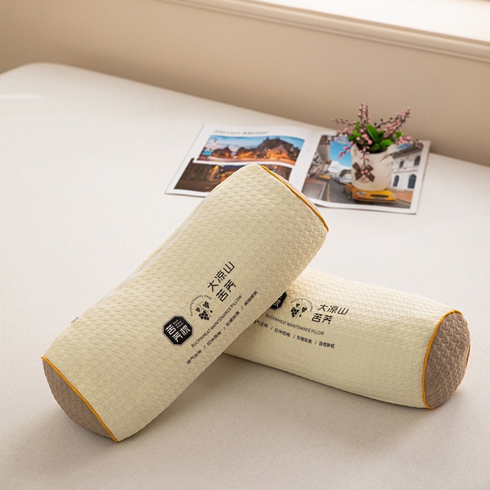 91家纺网 家纺一手货源 找家纺 枕之坊 2025新款针织圆柱颈椎枕 圆柱米色12*40*15cm/只