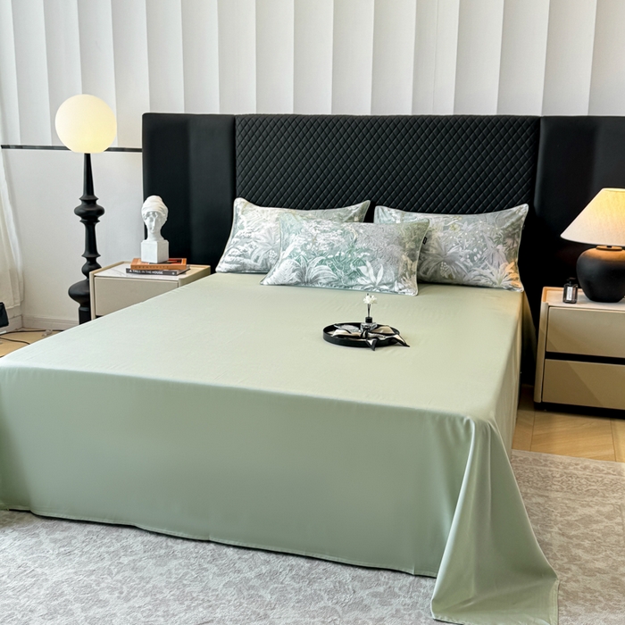 91家纺网 家纺一手货源 找家纺 洺兰家居 2025春夏新款100支莱赛尔天丝贡缎数码印花麻绳款四件套高端礼盒 阡陌丛林灰