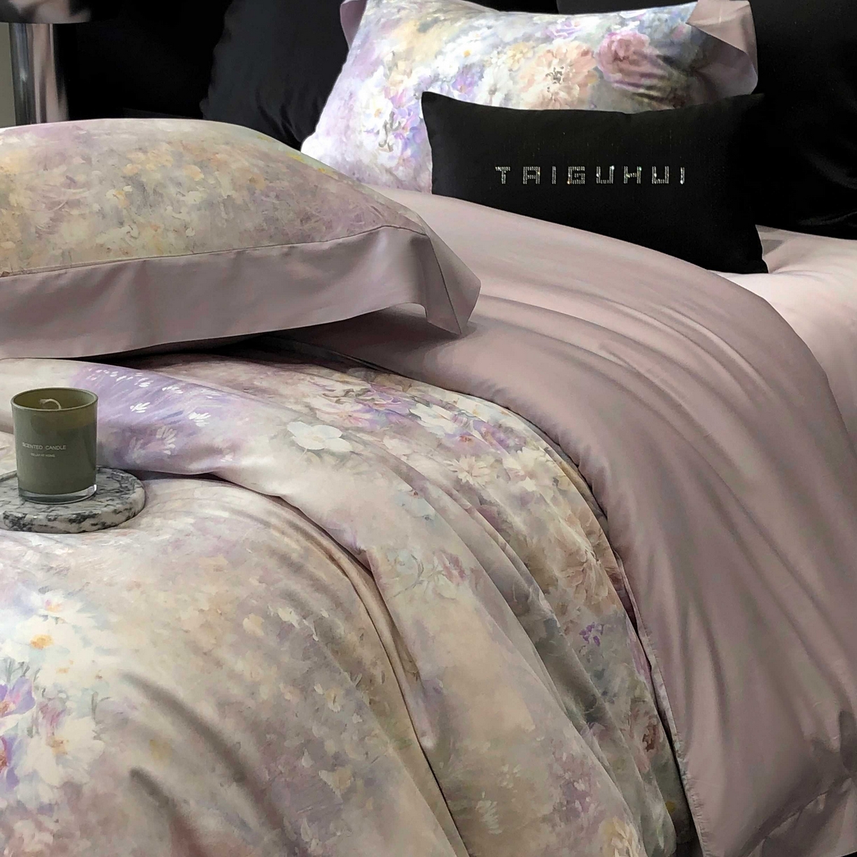 91家纺网 家纺一手货源 找家纺 （总）2025新款高支高密长绒棉专版数码印花双拼系列四件套-卡梅伦【券后不低于378】