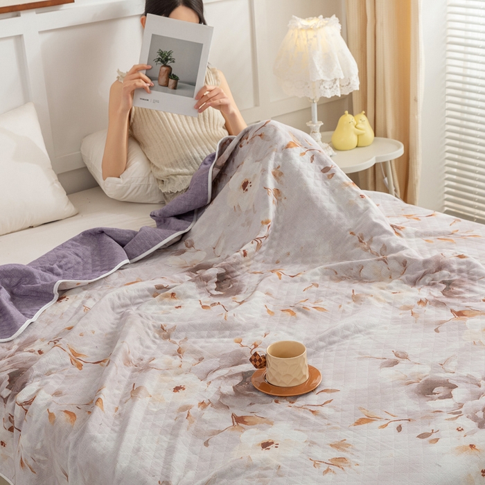 91家纺网 家纺一手货源 找家纺 （总）乐家毛巾被（工厂自产自销） 2025新款A类全棉六层纱印花毛巾被