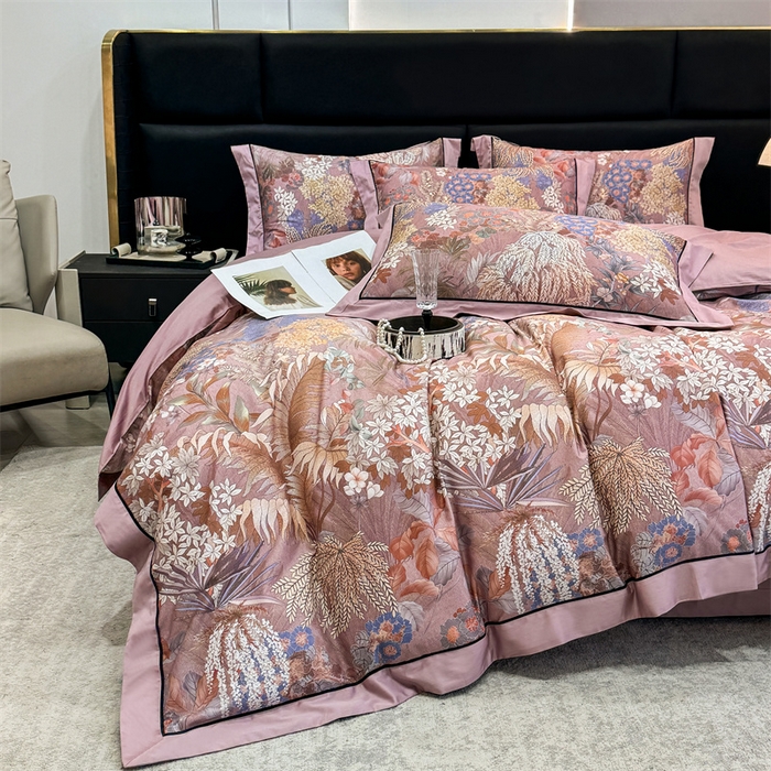 91家纺网 家纺一手货源 找家纺 宏羽纺家纺 2025年高支高密大版数码印花春夏新品 秘境-香芋