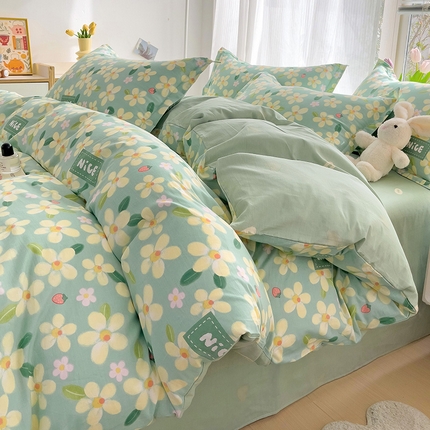 91家纺网 家纺一手货源 找家纺 （总）依庭 2025新款全棉印花花卉款四件套单品系列-单被套