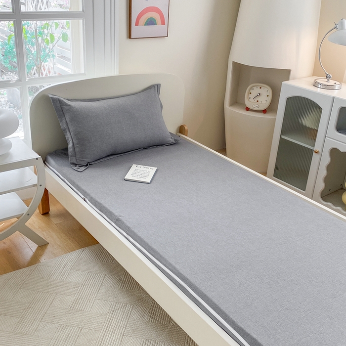 91家纺网 家纺一手货源 找家纺 凌云家纺 2025新款A类全棉水洗棉床垫套 烟灰