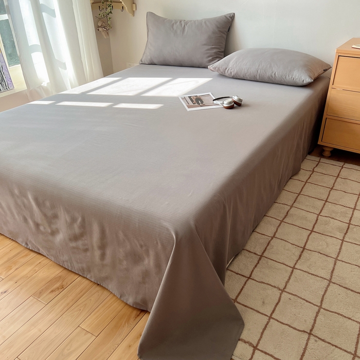 91家纺网 家纺一手货源 找家纺 蜜宿 2025新款A类全棉人字纹床单 床单：浅灰