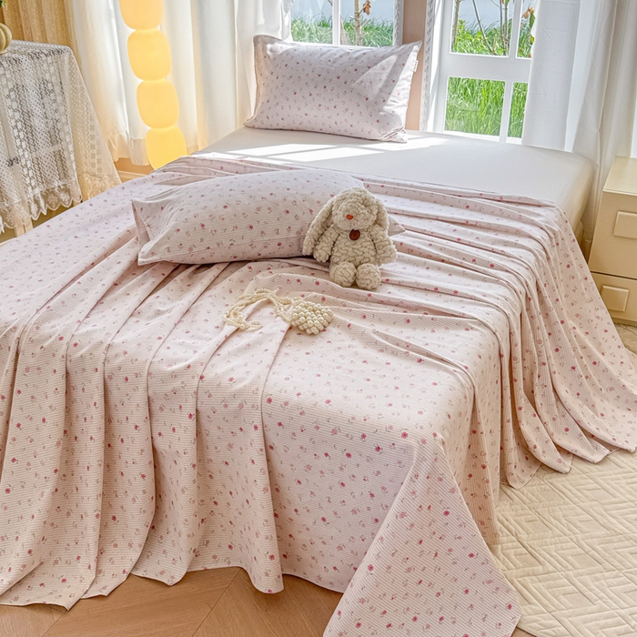 91家纺网 家纺一手货源 找家纺 吉象家纺 2025新款老粗布三件套-床单款 花遇