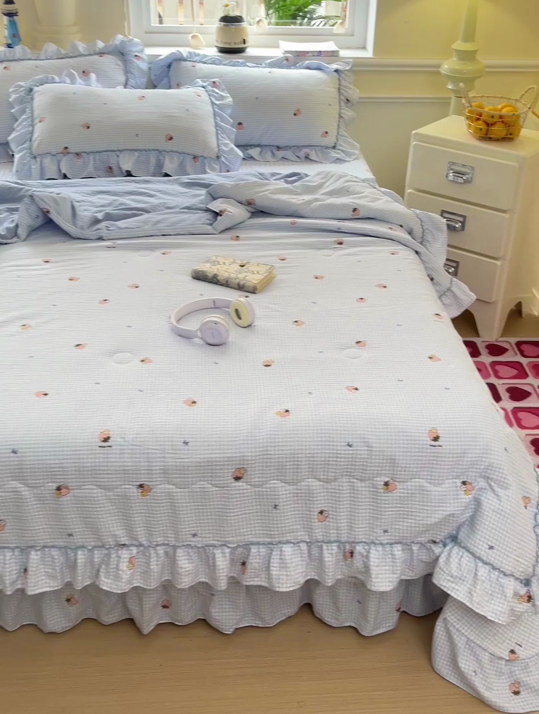 91家纺网 家纺一手货源 找家纺 （总）富米莱（原臻工厂） 2025新款云感亲肤棉床盖床裙夏凉被空调被四件套-仙美密拷花边