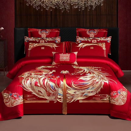 91家纺网 家纺一手货源 找家纺 （总）芊囍纺 2025新款全棉刺绣婚庆四件套