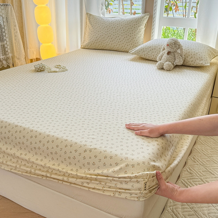 91家纺网 家纺一手货源 找家纺 2025新款老粗布三件套-床笠款 星语