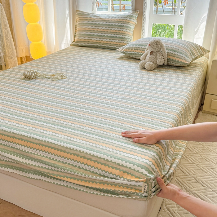 91家纺网 家纺一手货源 找家纺 2025新款老粗布三件套-床笠款 拿坡里