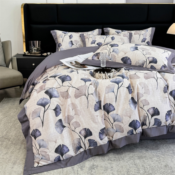 91家纺网 家纺一手货源 找家纺 宏羽纺家纺 2025年高支高密大版数码印花春夏新品 叶意浓