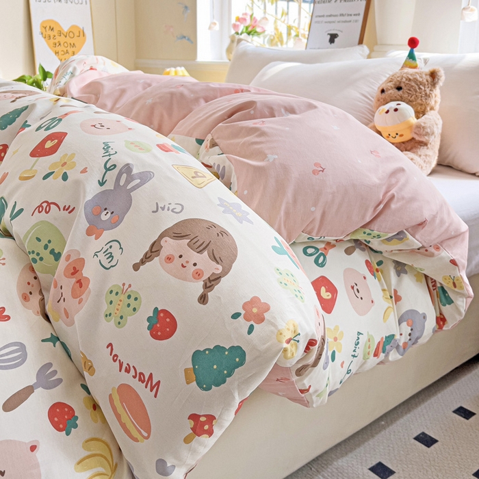 91家纺网 家纺一手货源 找家纺 依庭 2025新款全棉印花花卉款四件套单品系列-单被套 彩绘世界