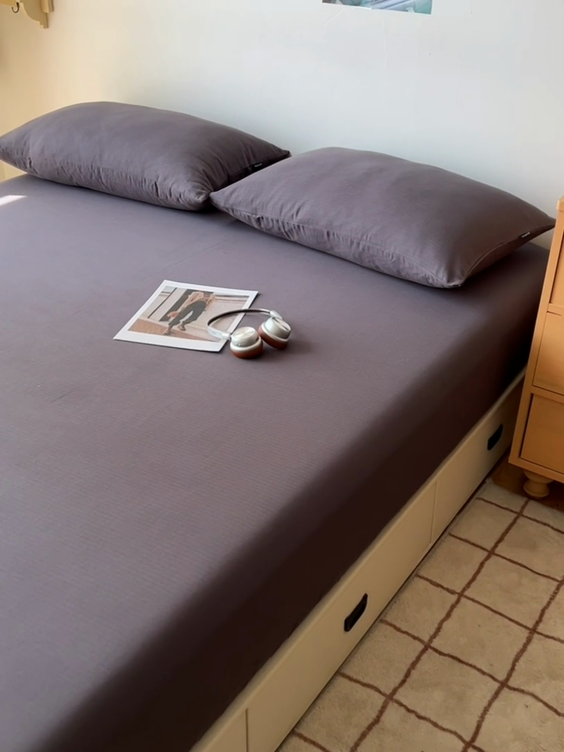 91家纺网 家纺一手货源 找家纺 蜜宿 2025新款A类全棉人字纹床笠（加高） 床笠：炭灰