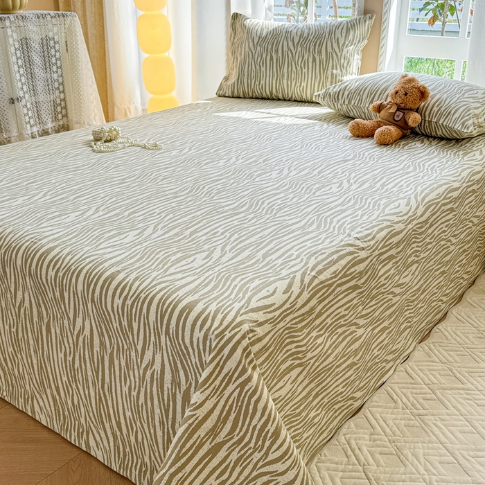 91家纺网 家纺一手货源 找家纺 吉象家纺 2025新款老粗布三件套-床单款 斑马纹